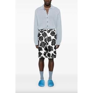 NEW MARNI men's luna silk twill shorts in lily white